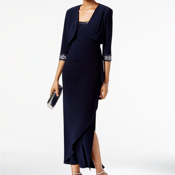 alex evenings beaded jacket dress